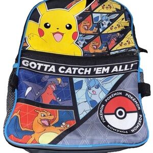 Pokemon Gotta Catch Em All! Backpack, 2 Zipper Closures, 1 Inner & 2 Side Pouch